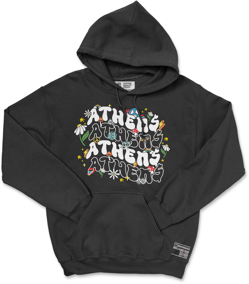 Athens Retro Hoodie (Black)